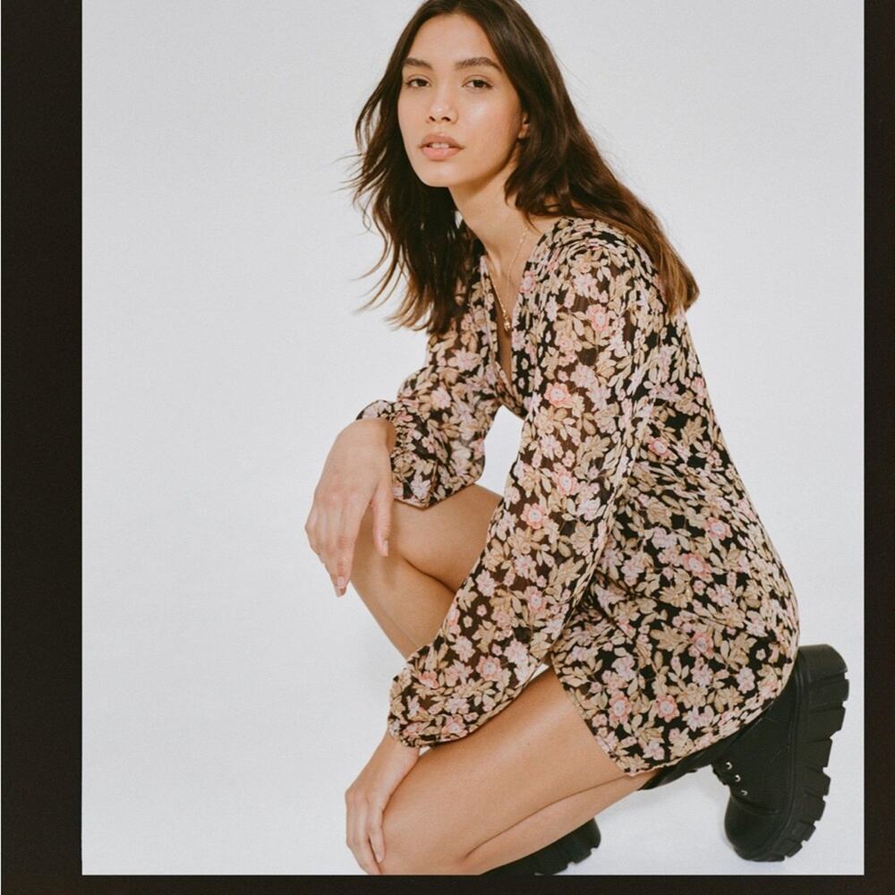 NEW w tags Nasty Gal Nothin Bud Love Floral Fitted Mini Dress Size 10, MSRP $105 - Picture 3 of 15